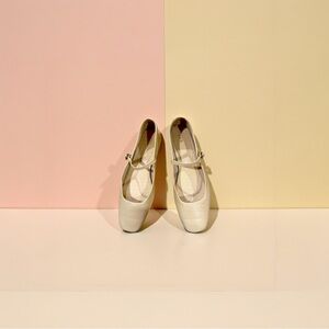 Zara square toe Cream Ballet Flats